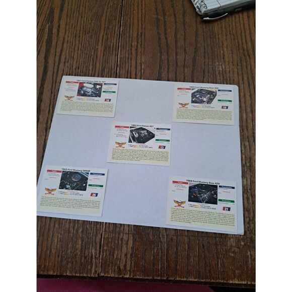 Vintage 1992 Collect A Card Musclecar Trading Cards Lot of 5 Ford Car Cards - Picture 2 of 2